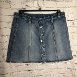 Faded glory button down mini blue jean skirt sz 14